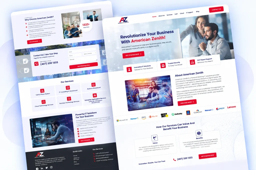 America Zenith website designed by CoderBeam