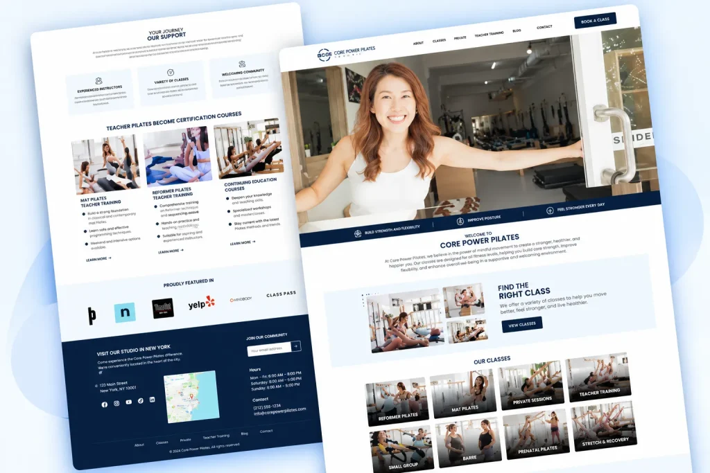Corepower Pilates website designed by CoderBeam
