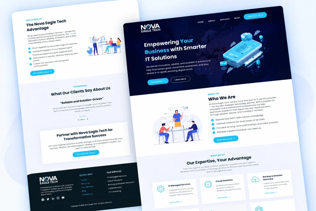 Nova Eagle Tech website designed by CoderBeam
