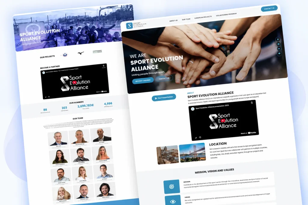 Sport Evolution Alliance website designed by CoderBeam